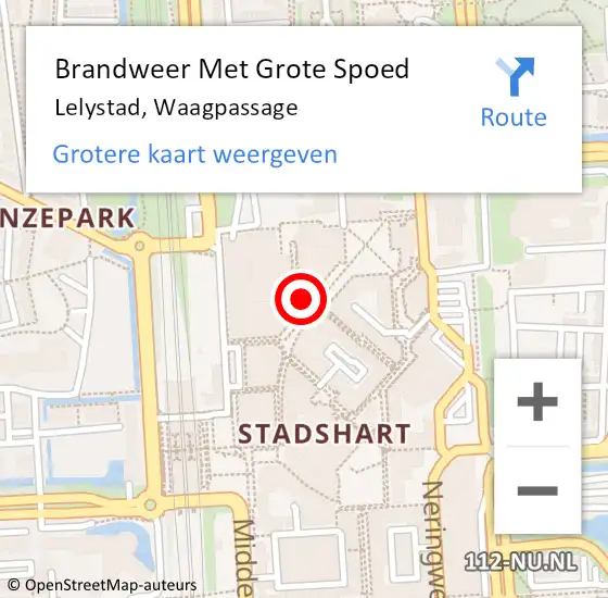 Locatie op kaart van de 112 melding: Brandweer Met Grote Spoed Naar Lelystad, Waagpassage op 4 april 2022 07:11