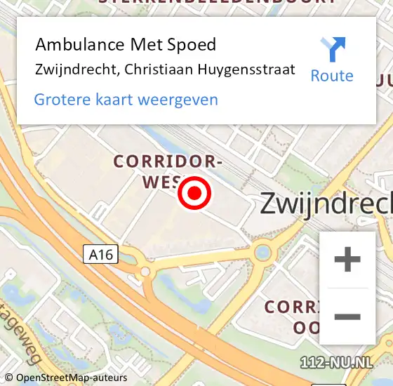 Locatie op kaart van de 112 melding: Ambulance Met Spoed Naar Zwijndrecht, Christiaan Huygensstraat op 4 april 2022 07:53