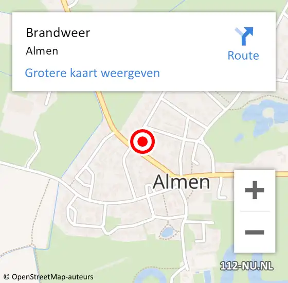 Locatie op kaart van de 112 melding: Brandweer Almen op 4 april 2022 07:54