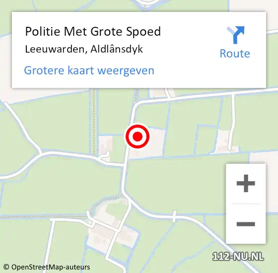 Locatie op kaart van de 112 melding: Politie Met Grote Spoed Naar Leeuwarden, Aldlânsdyk op 4 april 2022 07:56