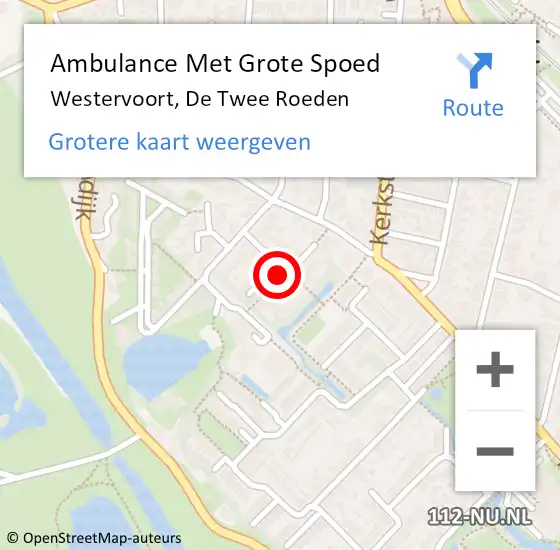 Locatie op kaart van de 112 melding: Ambulance Met Grote Spoed Naar Westervoort, De Twee Roeden op 4 april 2022 08:04