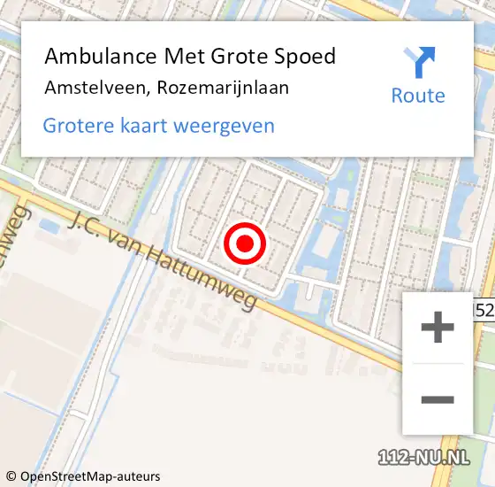 Locatie op kaart van de 112 melding: Ambulance Met Grote Spoed Naar Amstelveen, Rozemarijnlaan op 4 april 2022 08:12