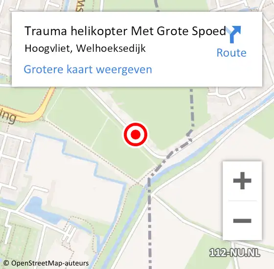 Locatie op kaart van de 112 melding: Trauma helikopter Met Grote Spoed Naar Hoogvliet, Welhoeksedijk op 4 april 2022 08:14