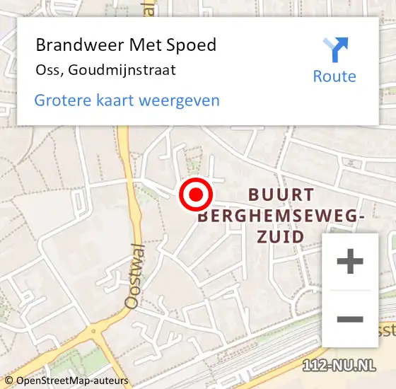 Locatie op kaart van de 112 melding: Brandweer Met Spoed Naar Oss, Goudmijnstraat op 4 april 2022 08:18