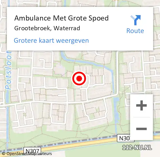 Locatie op kaart van de 112 melding: Ambulance Met Grote Spoed Naar Grootebroek, Waterrad op 4 april 2022 08:25