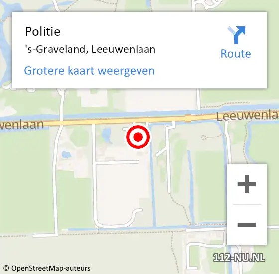 Locatie op kaart van de 112 melding: Politie 's-Graveland, Leeuwenlaan op 4 april 2022 08:41