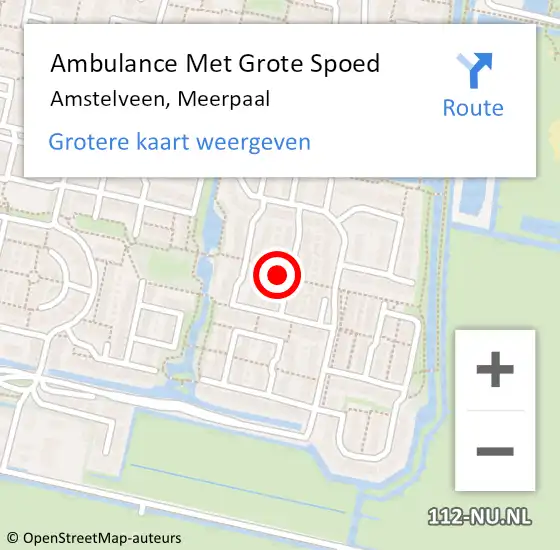 Locatie op kaart van de 112 melding: Ambulance Met Grote Spoed Naar Amstelveen, Meerpaal op 4 april 2022 09:04