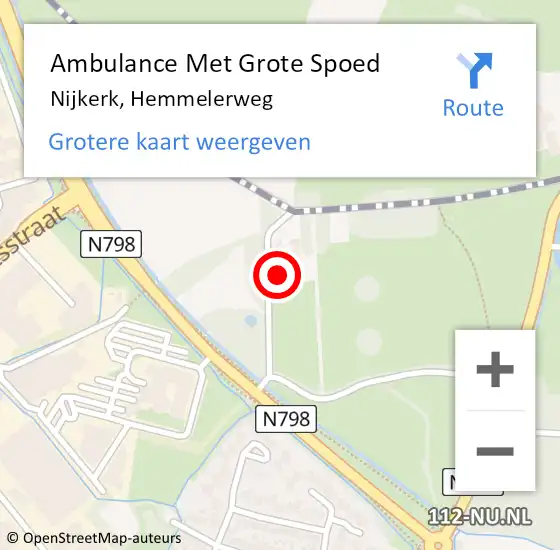 Locatie op kaart van de 112 melding: Ambulance Met Grote Spoed Naar Nijkerk, Hemmelerweg op 4 april 2022 09:24