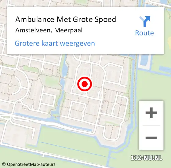 Locatie op kaart van de 112 melding: Ambulance Met Grote Spoed Naar Amstelveen, Meerpaal op 4 april 2022 09:25