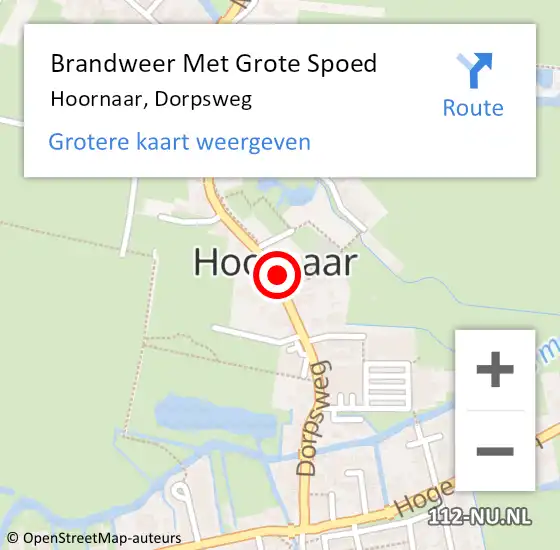 Locatie op kaart van de 112 melding: Brandweer Met Grote Spoed Naar Hoornaar, Dorpsweg op 4 april 2022 09:34