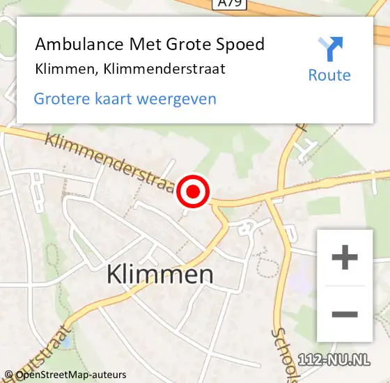 Locatie op kaart van de 112 melding: Ambulance Met Grote Spoed Naar Klimmen, Klimmenderstraat op 13 juli 2014 09:23