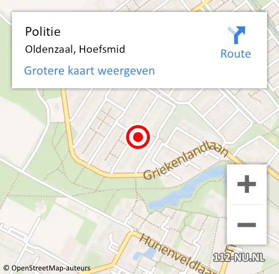 Locatie op kaart van de 112 melding: Politie Oldenzaal, Hoefsmid op 4 april 2022 09:56