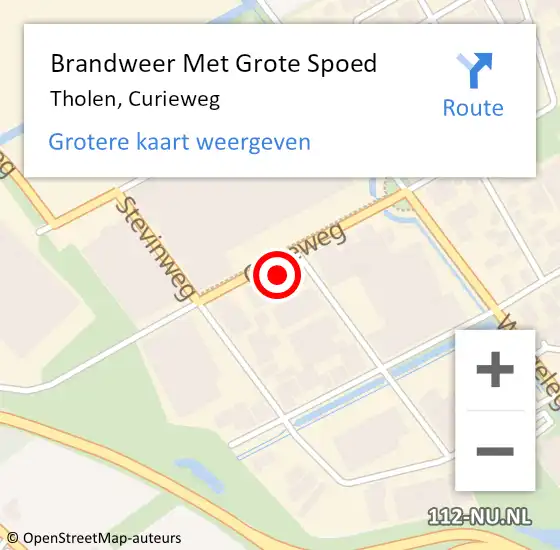 Locatie op kaart van de 112 melding: Brandweer Met Grote Spoed Naar Tholen, Curieweg op 4 april 2022 09:57