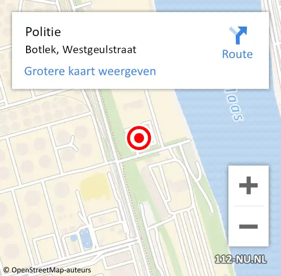 Locatie op kaart van de 112 melding: Politie Botlek, Westgeulstraat op 4 april 2022 10:02