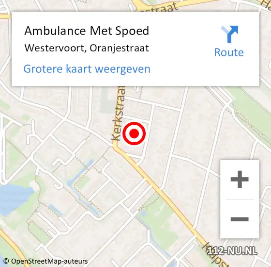 Locatie op kaart van de 112 melding: Ambulance Met Spoed Naar Westervoort, Oranjestraat op 4 april 2022 10:04