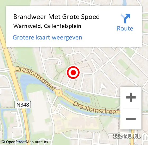 Locatie op kaart van de 112 melding: Brandweer Met Grote Spoed Naar Warnsveld, Callenfelsplein op 4 april 2022 10:04