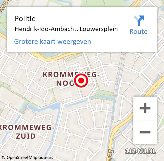 Locatie op kaart van de 112 melding: Politie Hendrik-Ido-Ambacht, Louwersplein op 4 april 2022 10:25