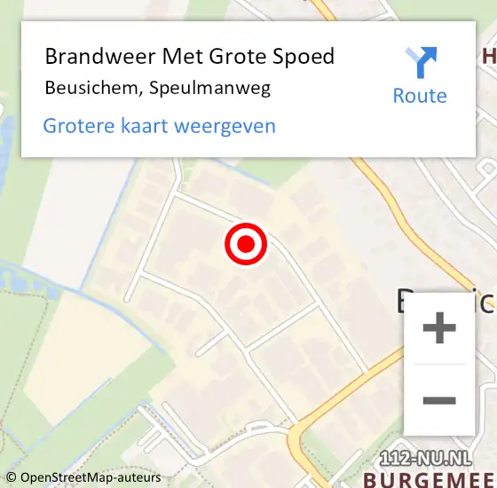 Locatie op kaart van de 112 melding: Brandweer Met Grote Spoed Naar Beusichem, Speulmanweg op 4 april 2022 10:25