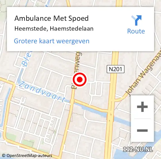 Locatie op kaart van de 112 melding: Ambulance Met Spoed Naar Heemstede, Haemstedelaan op 4 april 2022 10:27