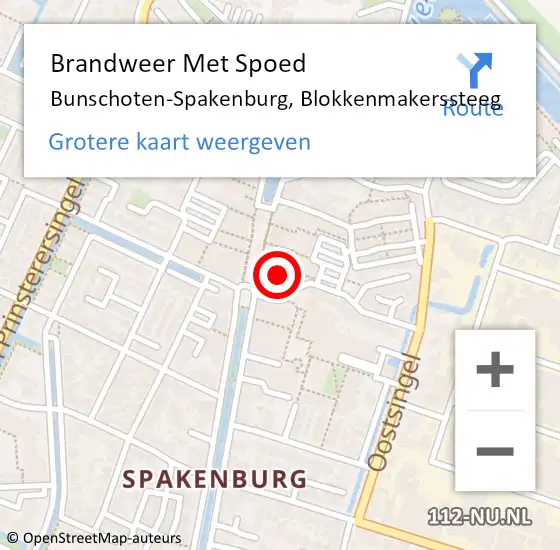 Locatie op kaart van de 112 melding: Brandweer Met Spoed Naar Bunschoten-Spakenburg, Blokkenmakerssteeg op 4 april 2022 10:27