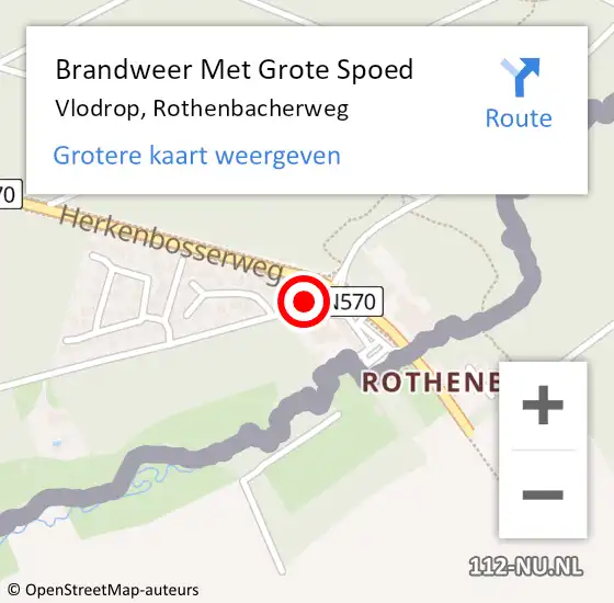 Locatie op kaart van de 112 melding: Brandweer Met Grote Spoed Naar Vlodrop, Rothenbacherweg op 4 april 2022 10:31