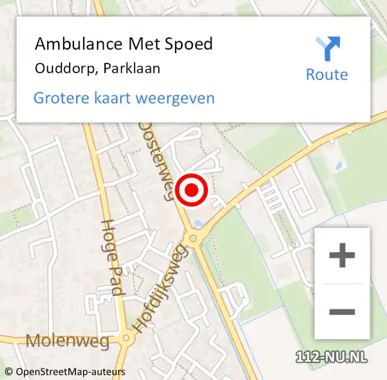 Locatie op kaart van de 112 melding: Ambulance Met Spoed Naar Ouddorp, Parklaan op 4 april 2022 10:41