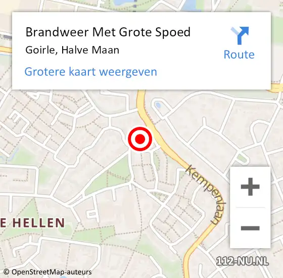 Locatie op kaart van de 112 melding: Brandweer Met Grote Spoed Naar Goirle, Halve Maan op 4 april 2022 10:44