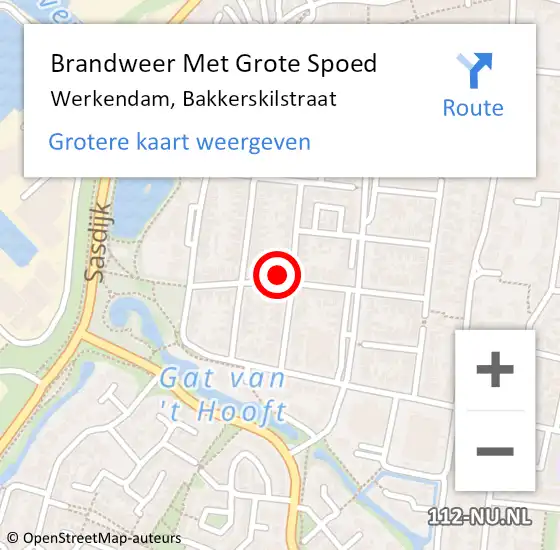 Locatie op kaart van de 112 melding: Brandweer Met Grote Spoed Naar Werkendam, Bakkerskilstraat op 4 april 2022 10:46