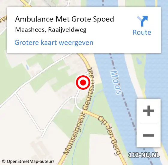 Locatie op kaart van de 112 melding: Ambulance Met Grote Spoed Naar Maashees, Raaijveldweg op 13 juli 2014 09:34