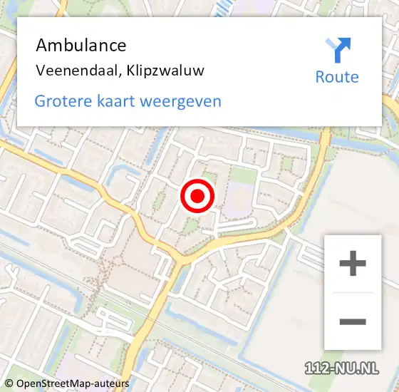 Locatie op kaart van de 112 melding: Ambulance Veenendaal, Klipzwaluw op 13 juli 2014 09:35