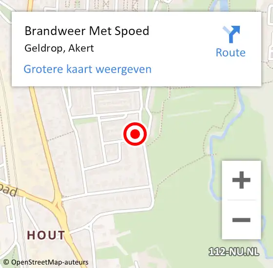 Locatie op kaart van de 112 melding: Brandweer Met Spoed Naar Geldrop, Akert op 4 april 2022 10:55