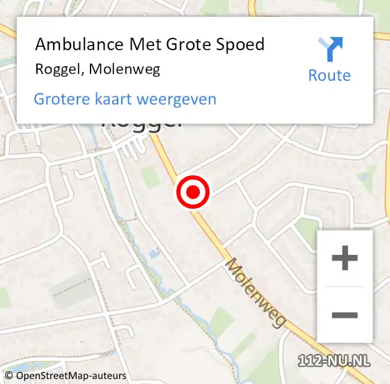 Locatie op kaart van de 112 melding: Ambulance Met Grote Spoed Naar Roggel, Molenweg op 4 april 2022 10:59