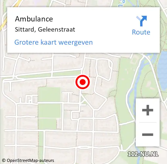 Locatie op kaart van de 112 melding: Ambulance Sittard, Geleenstraat op 13 juli 2014 09:36