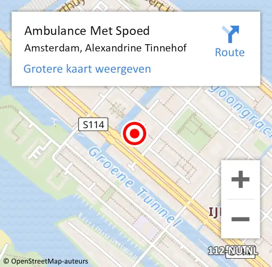 Locatie op kaart van de 112 melding: Ambulance Met Spoed Naar Amsterdam, Alexandrine Tinnehof op 4 april 2022 11:45