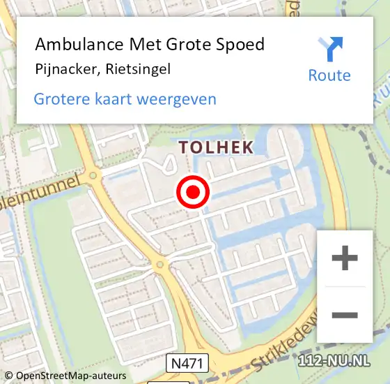 Locatie op kaart van de 112 melding: Ambulance Met Grote Spoed Naar Pijnacker, Rietsingel op 13 juli 2014 09:48