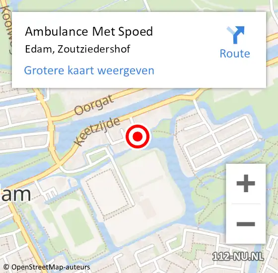 Locatie op kaart van de 112 melding: Ambulance Met Spoed Naar Edam, Zoutziedershof op 4 april 2022 12:08