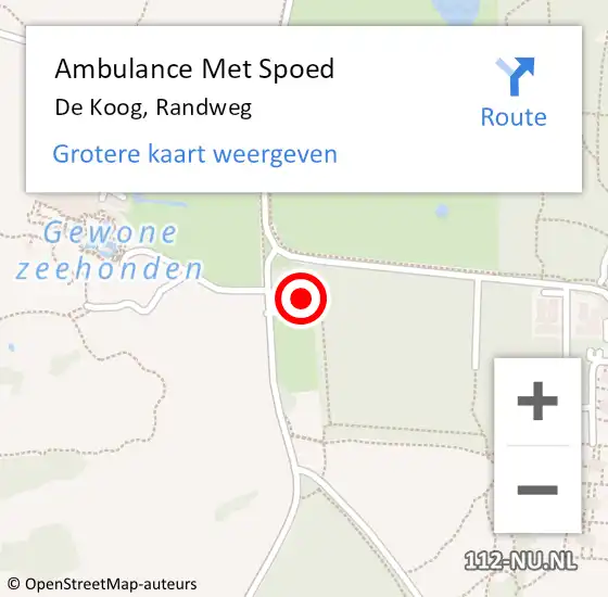 Locatie op kaart van de 112 melding: Ambulance Met Spoed Naar De Koog, Randweg op 4 april 2022 12:37