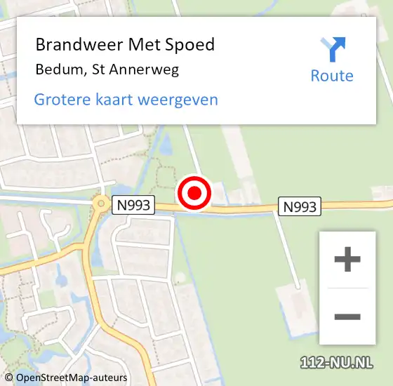 Locatie op kaart van de 112 melding: Brandweer Met Spoed Naar Bedum, St Annerweg op 13 juli 2014 09:54