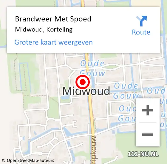 Locatie op kaart van de 112 melding: Brandweer Met Spoed Naar Midwoud, Korteling op 4 april 2022 12:50