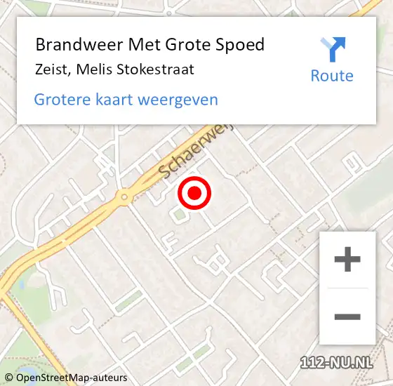 Locatie op kaart van de 112 melding: Brandweer Met Grote Spoed Naar Zeist, Melis Stokestraat op 4 april 2022 12:54