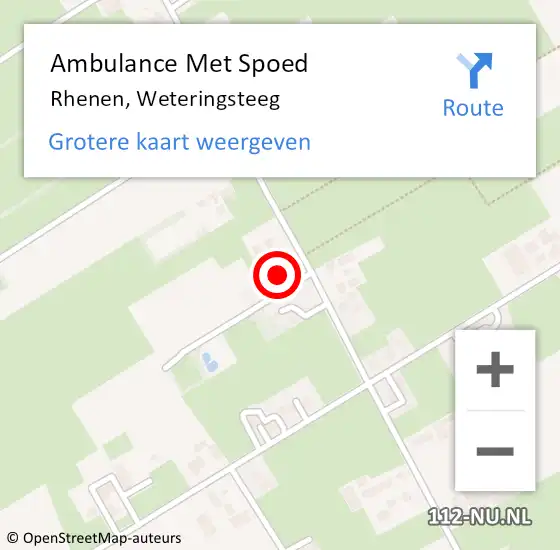 Locatie op kaart van de 112 melding: Ambulance Met Spoed Naar Rhenen, Weteringsteeg op 4 april 2022 12:55