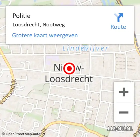 Locatie op kaart van de 112 melding: Politie Loosdrecht, Nootweg op 4 april 2022 12:57