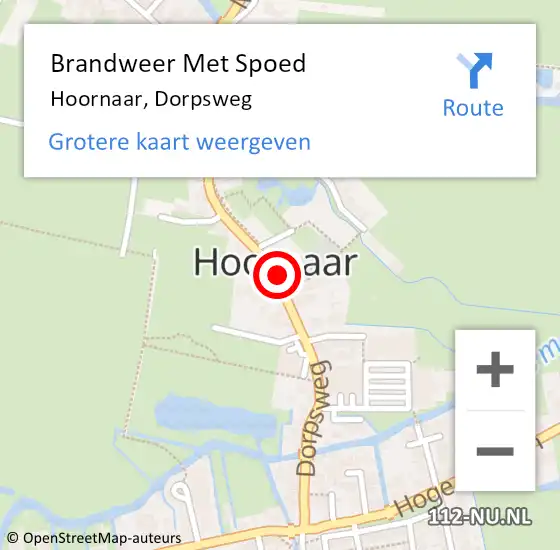 Locatie op kaart van de 112 melding: Brandweer Met Spoed Naar Hoornaar, Dorpsweg op 4 april 2022 13:06