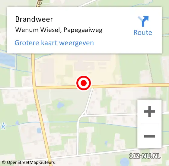 Locatie op kaart van de 112 melding: Brandweer Wenum Wiesel, Papegaaiweg op 4 april 2022 13:17