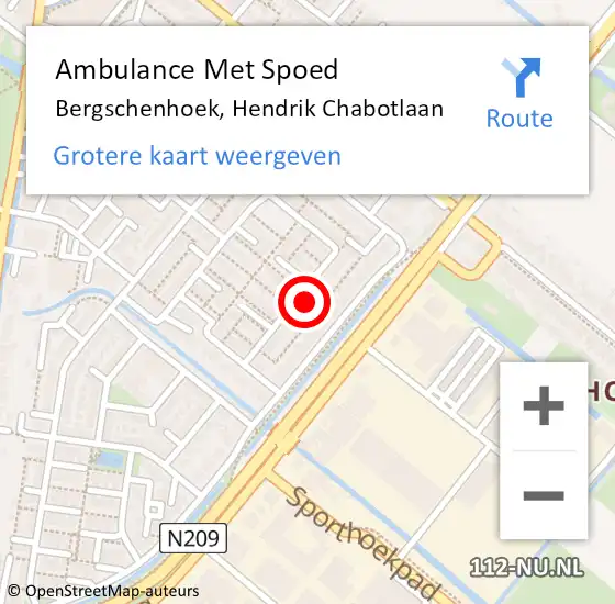 Locatie op kaart van de 112 melding: Ambulance Met Spoed Naar Bergschenhoek, Hendrik Chabotlaan op 4 april 2022 13:28