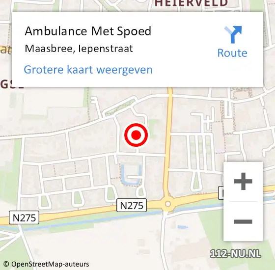 Locatie op kaart van de 112 melding: Ambulance Met Spoed Naar Maasbree, Iepenstraat op 13 juli 2014 10:04