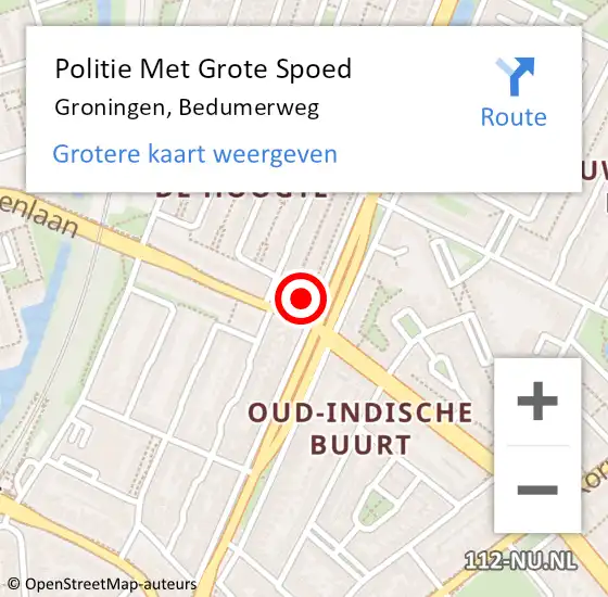 Locatie op kaart van de 112 melding: Politie Met Grote Spoed Naar Groningen, Bedumerweg op 4 april 2022 13:47