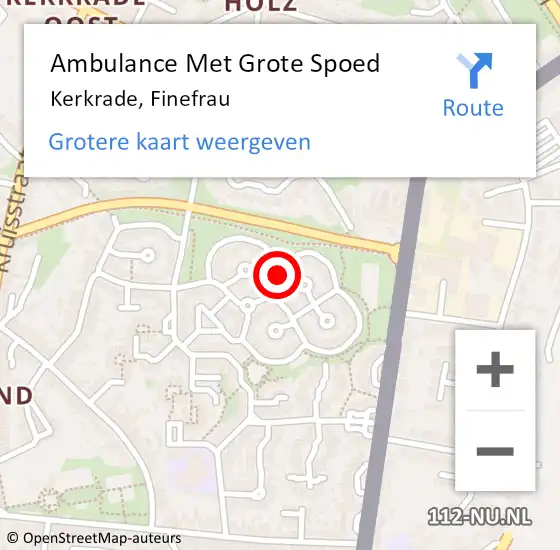 Locatie op kaart van de 112 melding: Ambulance Met Grote Spoed Naar Kerkrade, Finefrau op 13 juli 2014 10:05