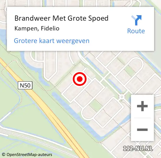 Locatie op kaart van de 112 melding: Brandweer Met Grote Spoed Naar Kampen, Fidelio op 4 april 2022 13:57