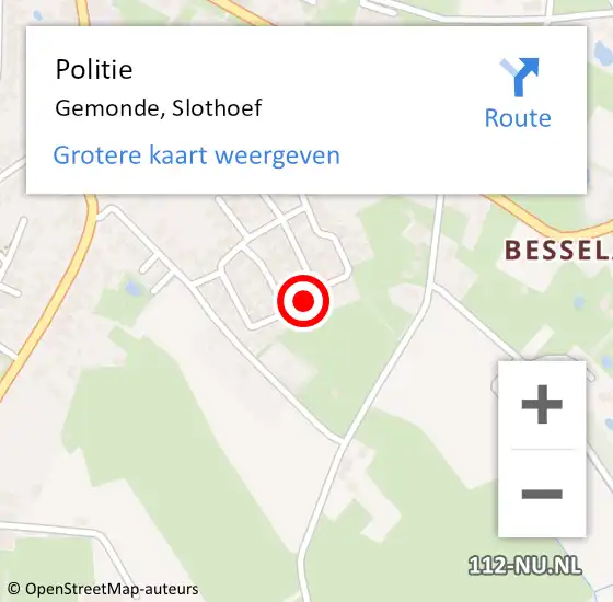 Locatie op kaart van de 112 melding: Politie Gemonde, Slothoef op 4 april 2022 13:57